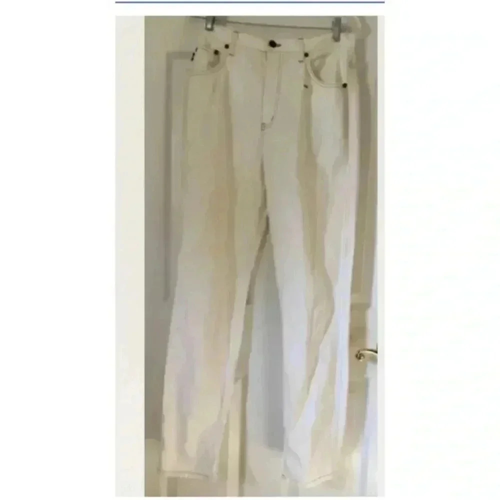 Vintage NWT women MOSCHINO white 90’s Straight High Rise Denim Jeans Sz 32 New